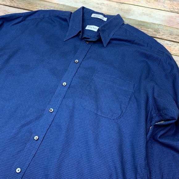 Guy Laroche Button Down Blue Black Shirt Canada XL - Picture 2 of 7